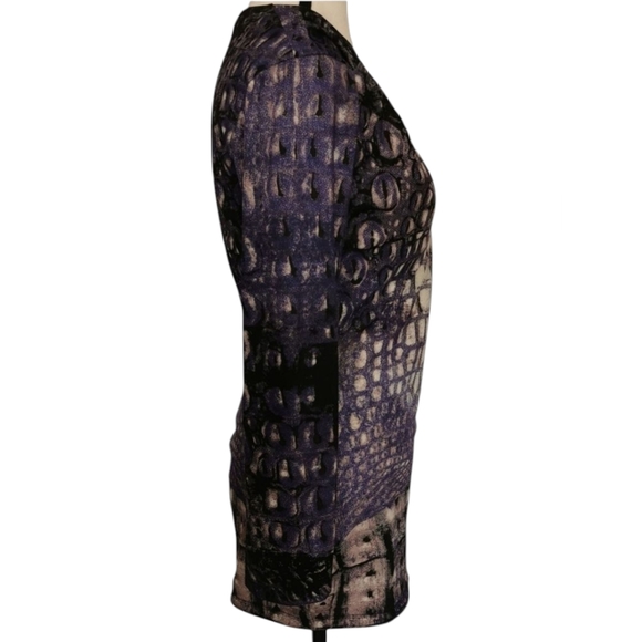 Roberto Cavalli Snakeskin Illusion Stretch Top Twisted Shoulder Detail Size M - Picture 5 of 16